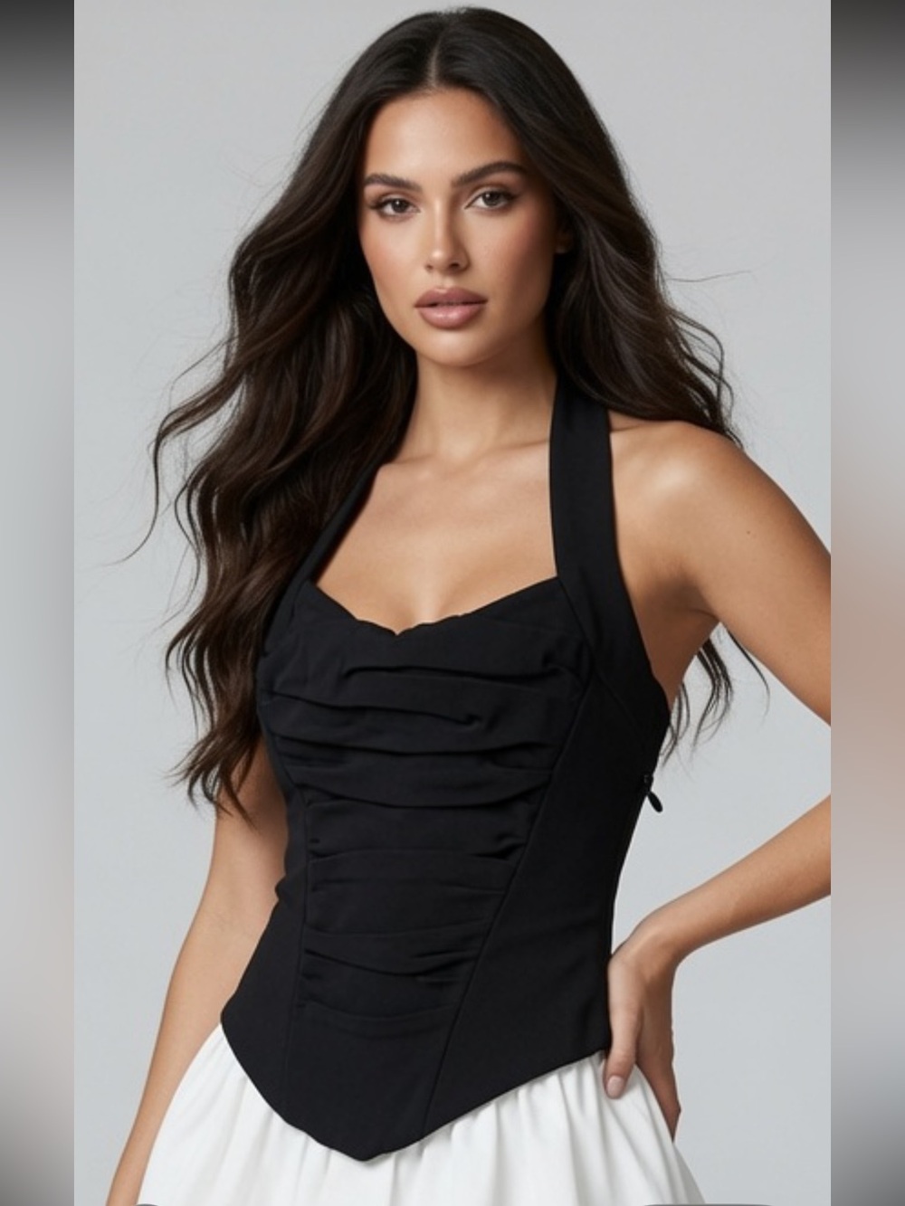House of CB Black ‘SAHAR’ Sculpting Halter Neck Corset Top Small US4-6 $149